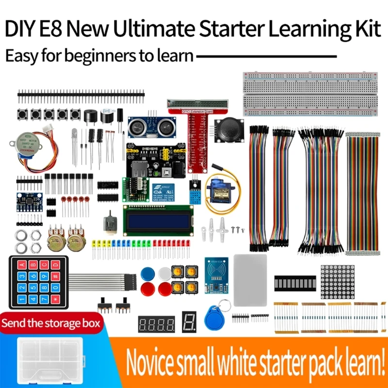 DIY E8 Electronics Basic Starter Kit Upgraded Learning Suite Breadboard,Jumper wires,Resistors for Raspberry Pi LCD1602