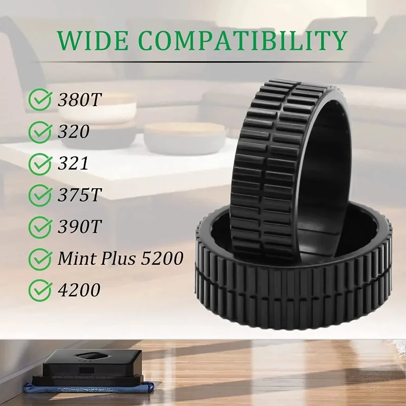 Rubber Wheels Tires For iRobot Braava 320 321 345 375 380 380T 390 390T Mint 4200 5200 5200C Vacuum Cleaner Tires Skin Parts