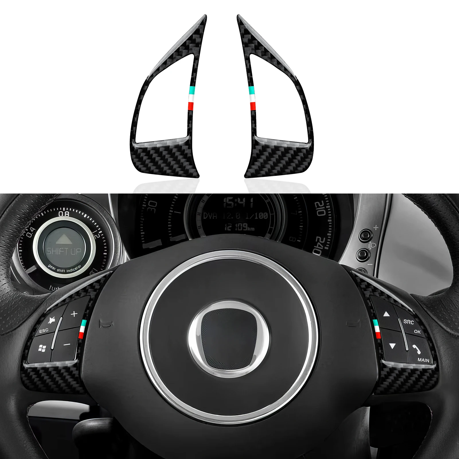 Car Steering Wheel Panel.Carbon Fiber Interior Sticker. For Fiat 500 500C 500e Bravo Punto Evo Linea Doblò Grande Punto Trim.