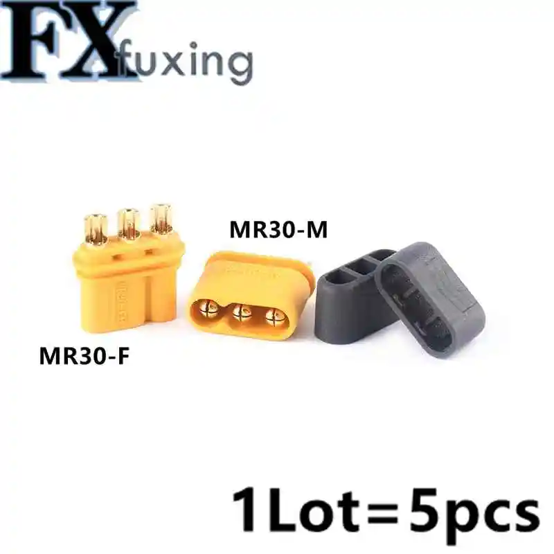 5Pcs MR30 Male Female Connector Plug With Sheath For RC Lipo Battery RC Multicopter Airplane MR30-FB MR30-M