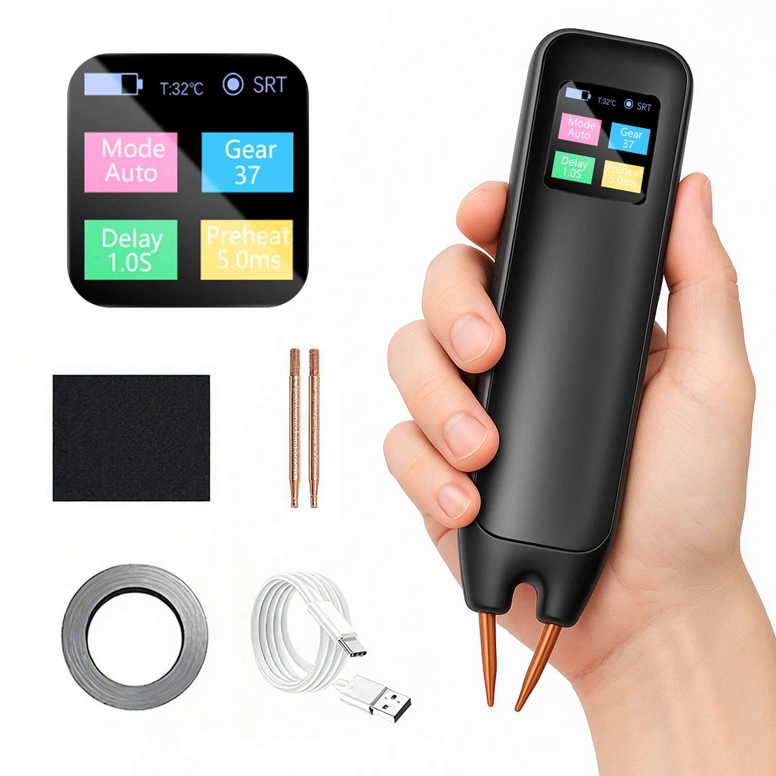 Battery Spot Welder, Battery Welder 99 Gear Adjustable Handheld Spot Welder with LCD Screen Automatic and Manual Modes Portable