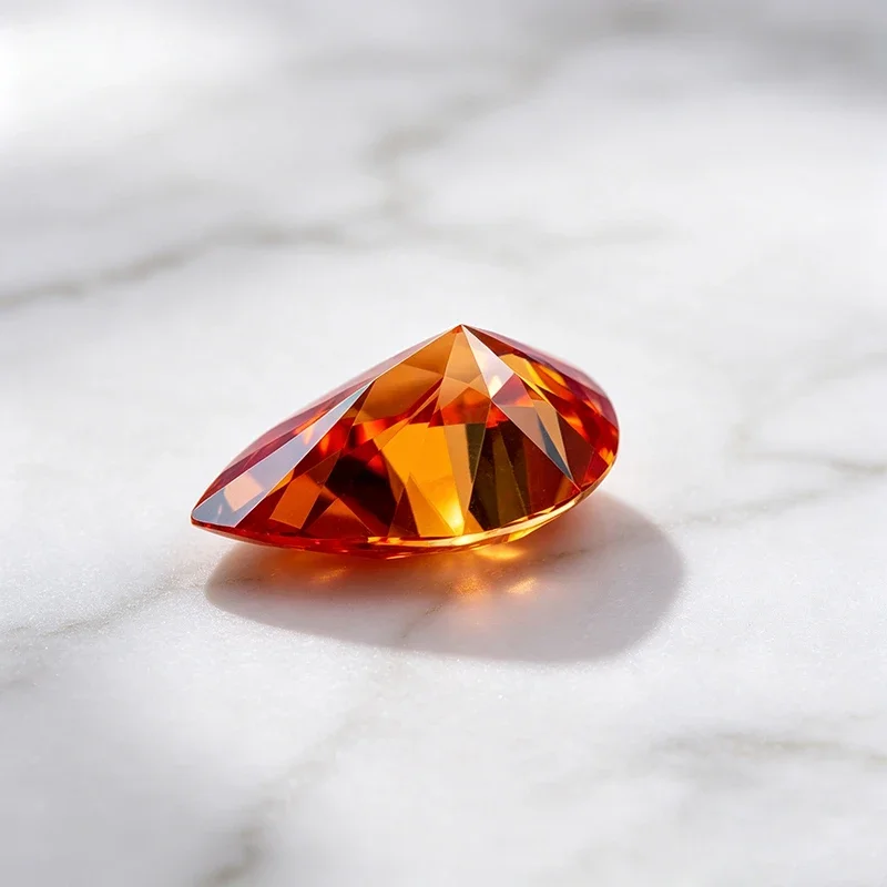 Moissanit-Stein in Orangefarbe, Birnenförmiger Schliff, Edelstein für DIY-Schmuck, Ring, Halskette, Ohrringe, Materialien zur Herstellung mit Zertifikat – Detail 2