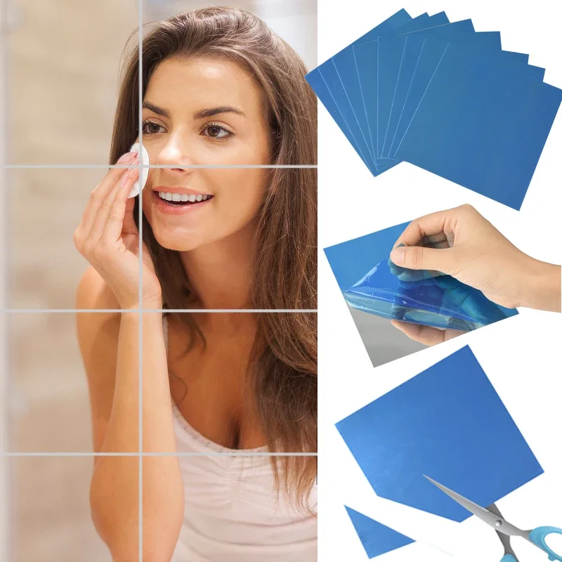 9/16/25PCS 15*15cm Mirror Wall Sticker Square Self-adhesive Acrylic Mirror Tiles Stickers For Bedroom Bathroom Home Decor Mural