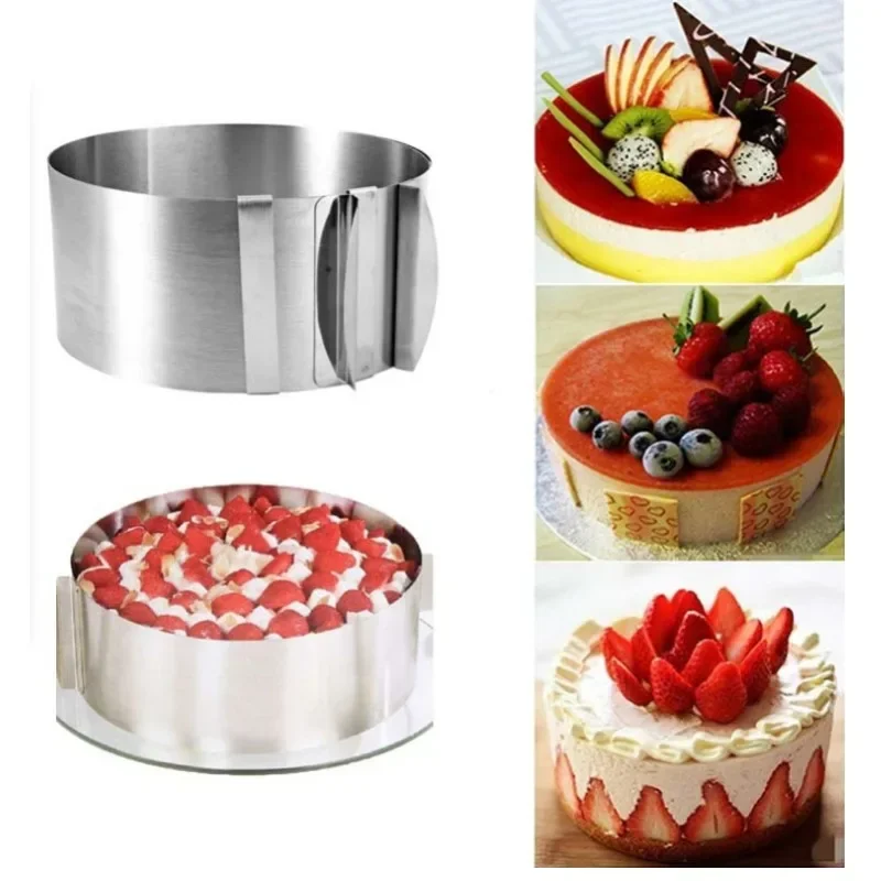 1pc Round Adjustable Stainless Steel Cake Ring Mold Retractable Mousse Cake Ring for Easy Release Baking Ring Tools 6-12inch