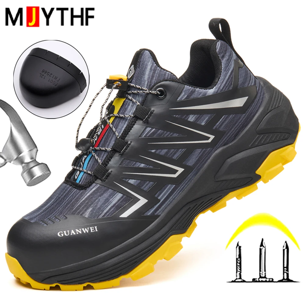 Fashion Work Safety Shoes For Men Quality Protection Shoes Puncture-Proof Work Boots Steel Toe Shoes Non Slip Outdoor Shoes