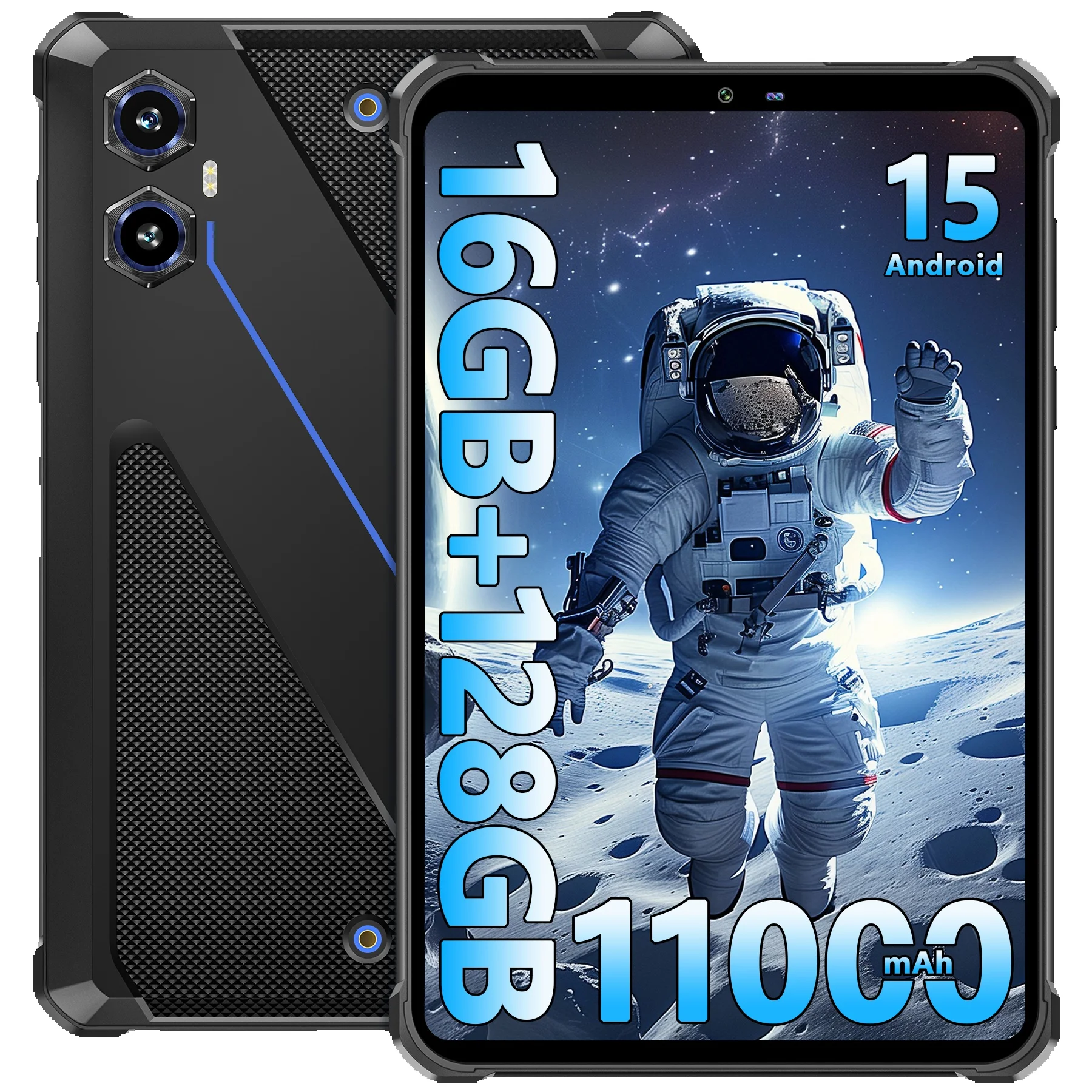 OUKITEL RT3 Plus Robustes Android 15 Tablet, 16GB+128GB 1TB Erweiterbar Wasserdichte Tablets, 8 Zoll HD-Display, 1100mAh Akku