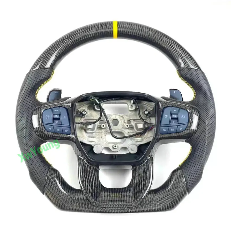 

For Ford Ranger Promotion 100% Real Carbon Fiber / Piano Black Steering Wheel With Leather