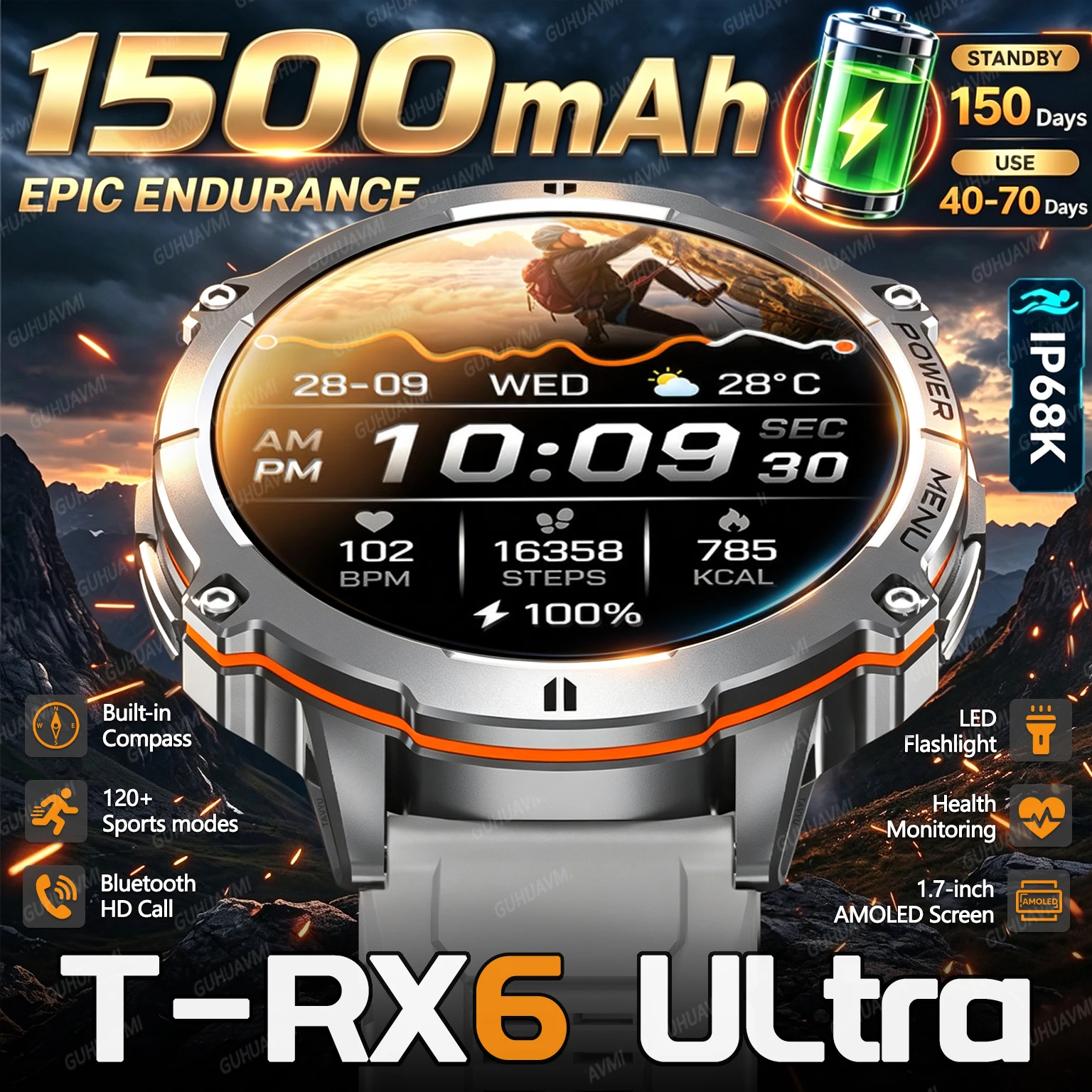2026New Military Smart Watch Men 1500mAh Battery 1.7