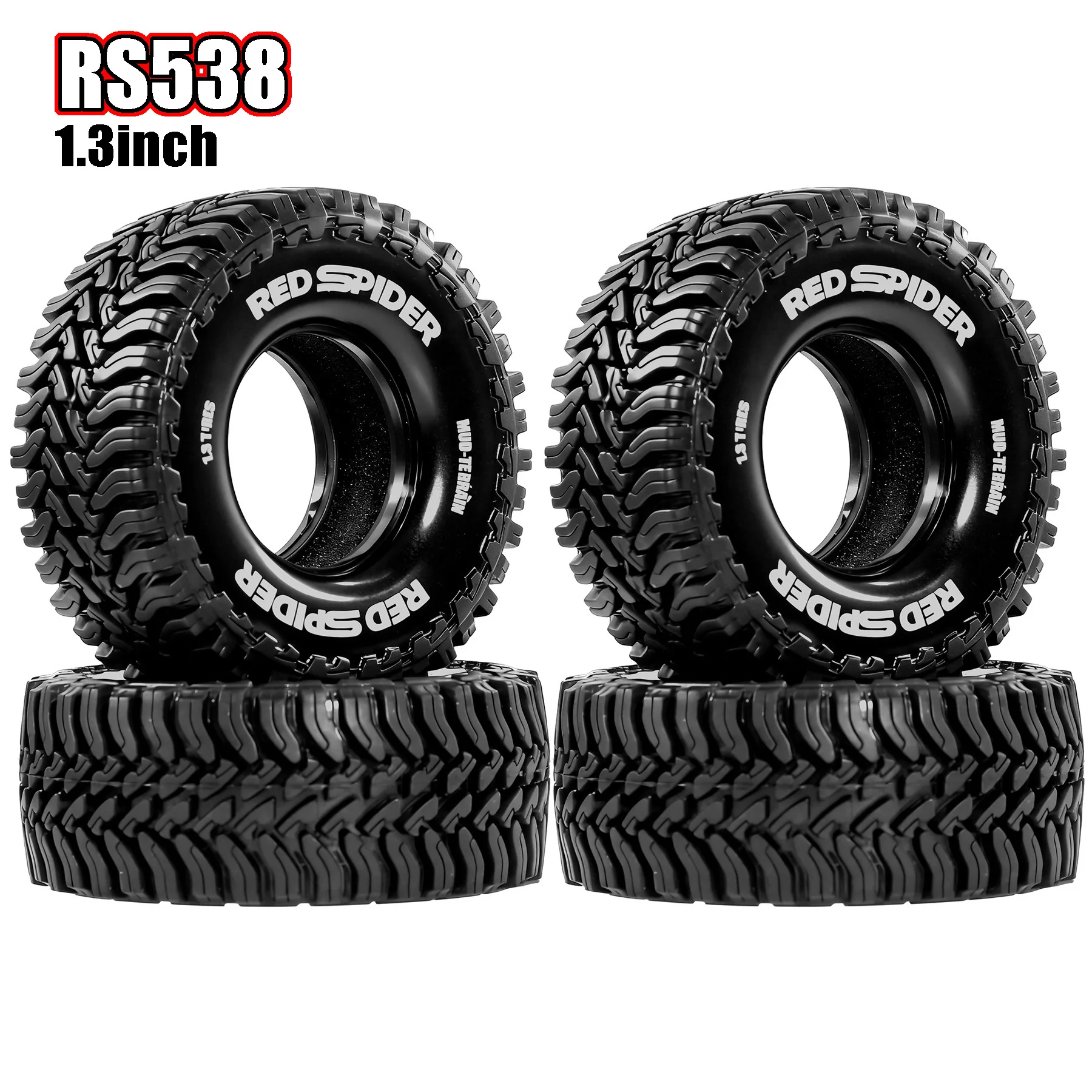 

RED SPIDER 4Pcs 1.3Inch Rubber Tyres Outer diameter 68mm All Terrain Tires for 1/18 1/24 RC Crawler CarTRX4M SCX24 Upgrade Parts