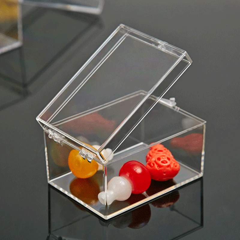 Transparent Plastic Small Box Square Collection Display Mini Jewelry/beads/crafts Storage Box Case Container Desktop Decoration