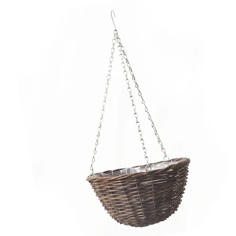 Rattan Hanging Basket for Plant Hanging Plant Indoor Outdoor Plant Flower Hanging Pots Woven Straw Planter Ceiling