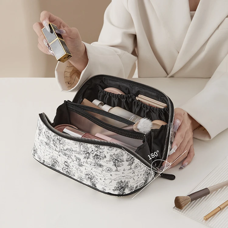 Ink painting makeup bag for women 2025 new high-end large capacity storage bag, convenient wash bag bag accessories