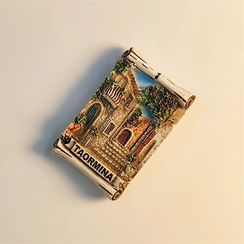 Taormina, Sicily, Italy Resin Painting Decorative Magnetic Fridge Magnet Resin Material