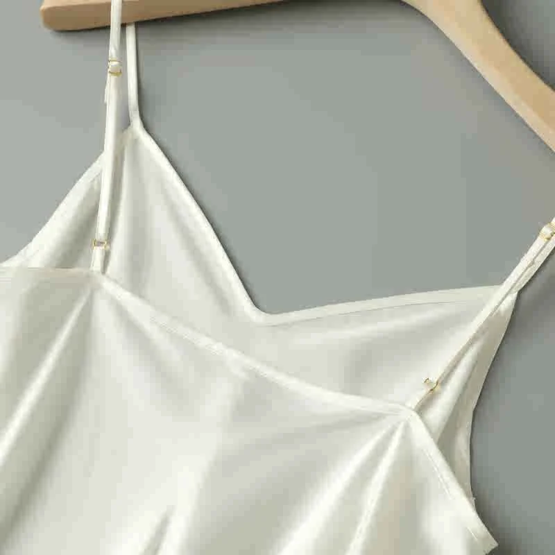 100% Mulberry Silk 22 momme Charmeuse Silk Solid Colors Women Chemise Full Slip Midi Dress Adjustable Straps Night Dress FF079