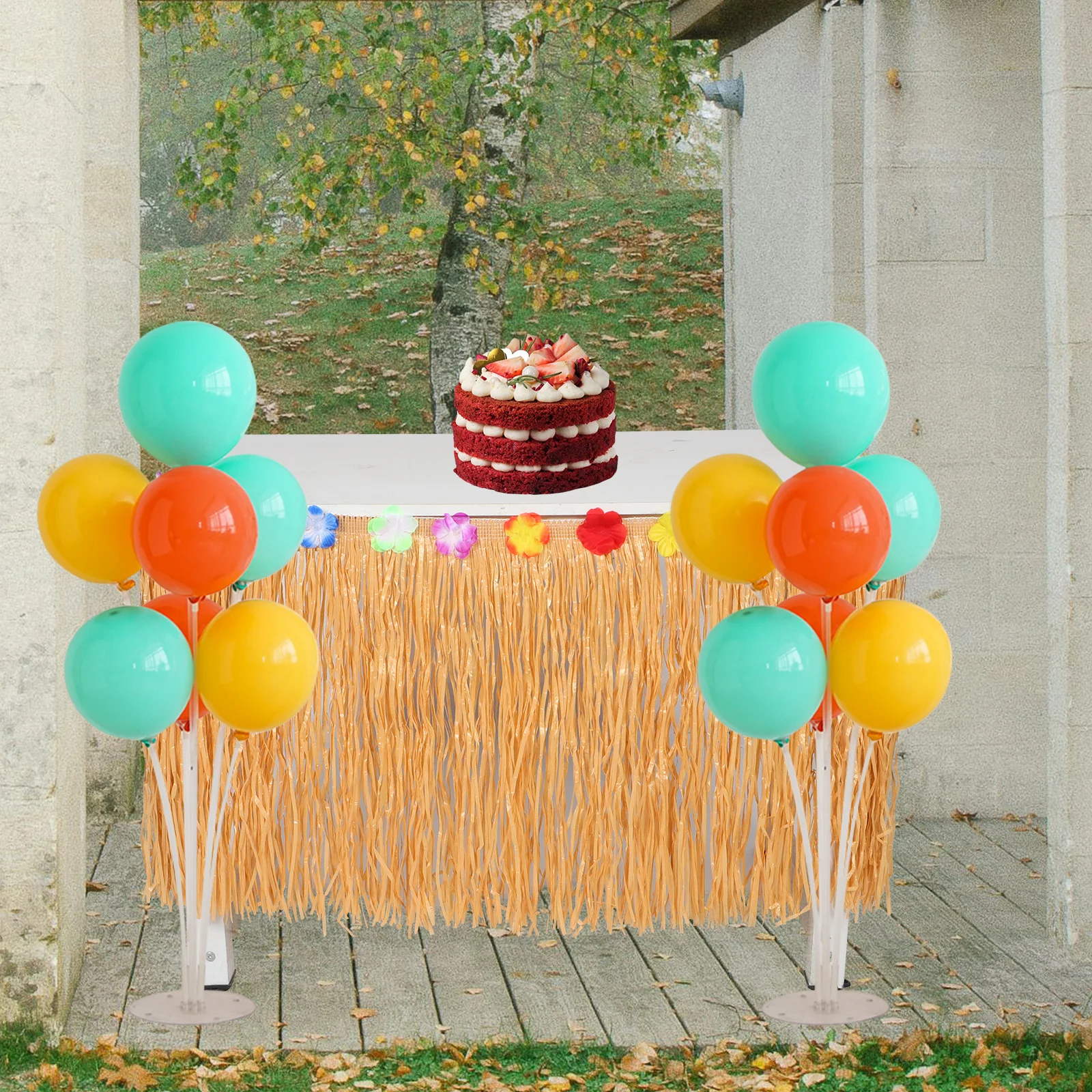 تنورة طاولة حفلات هاواي بتصميم رائع ومتين وديكورات لوا وحفلات أعياد الميلاد الاستوائية على الشاطئ #2