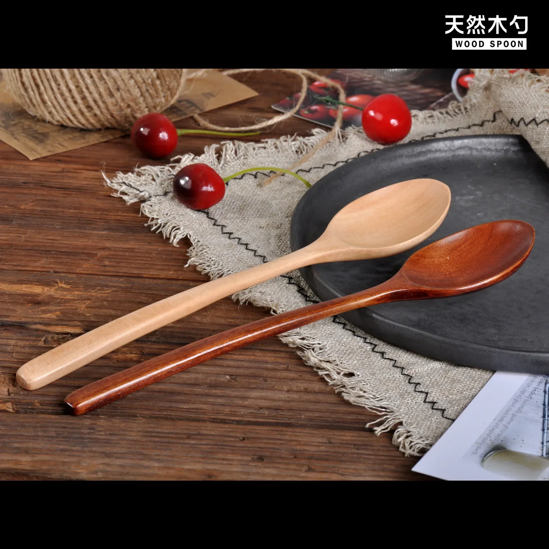 1PCS Korean Wooden Soup Spoon, Long Handle Wooden Tea Dessert Spoon, Coffee Mixing Spoons Natural, Cooking Spoon Cucharas Cocina