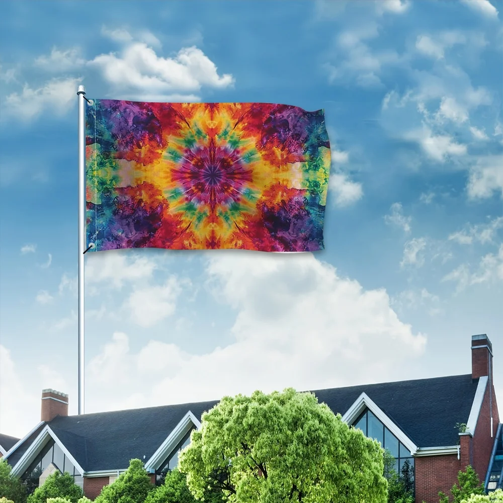 Tie Dye Mandala Garden Flag Hippie Psychedelic Outdoor Decoration Banner Durable Polyester