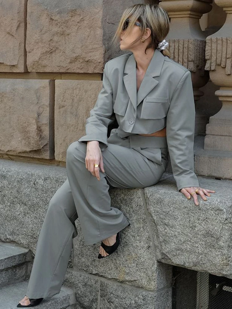 Sibybo vestito da femminilità tinta unita personalità ritagliata Top + Patchwork pantaloni Casual a vita alta donna abiti da lavoro quotidiani due