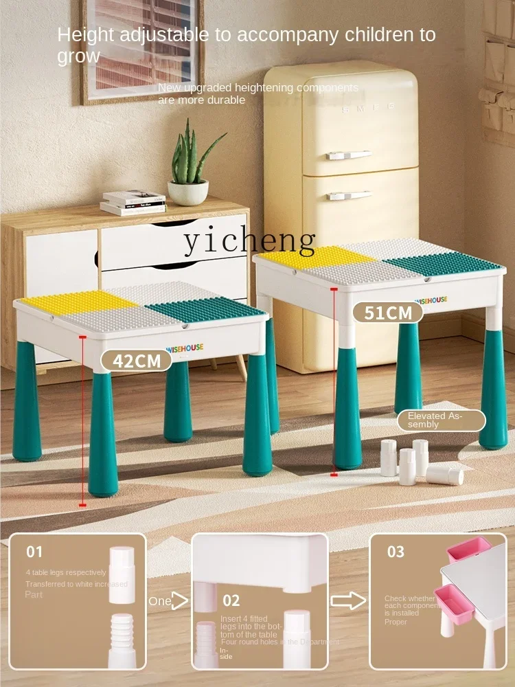 Stół do układania klocków dla dzieci XL, wielofunkcyjny stół do zabawy, stół i krzesło.