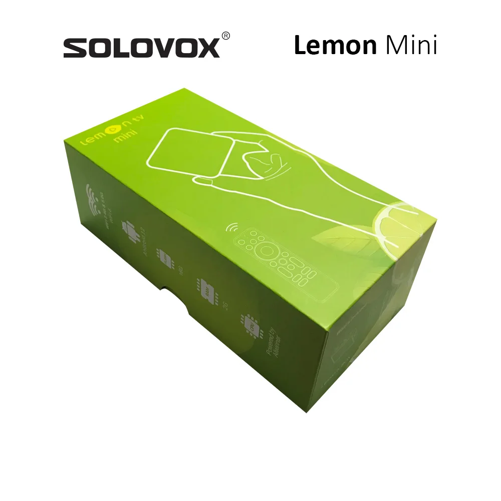 SOLOVOX 2024 Lemon Mini Android 12 TV Box Super Pocket Size 4K WiFi6 Bluetooth 5.4 التحكم الصوتي Stalkermac LemonTV الأدوات الوسطى