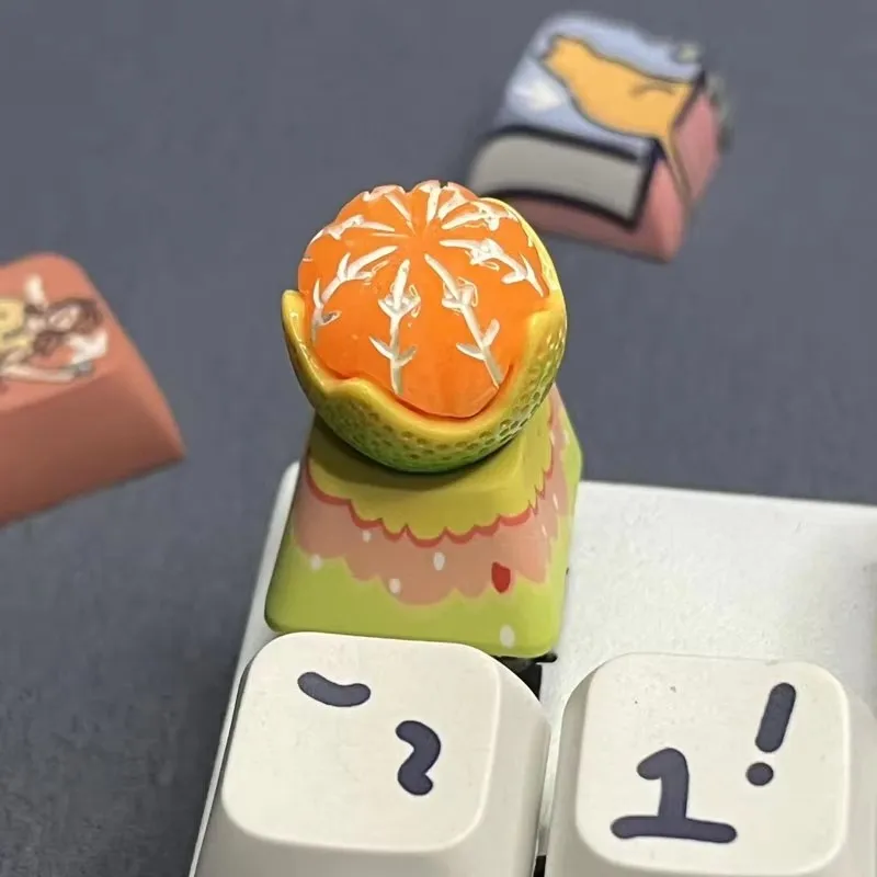 DIY fruta laranja Keycaps, teclado mecânico do jogo do eixo transversal, R4 ESC, Handmade personalizado, flor amarela Keycaps