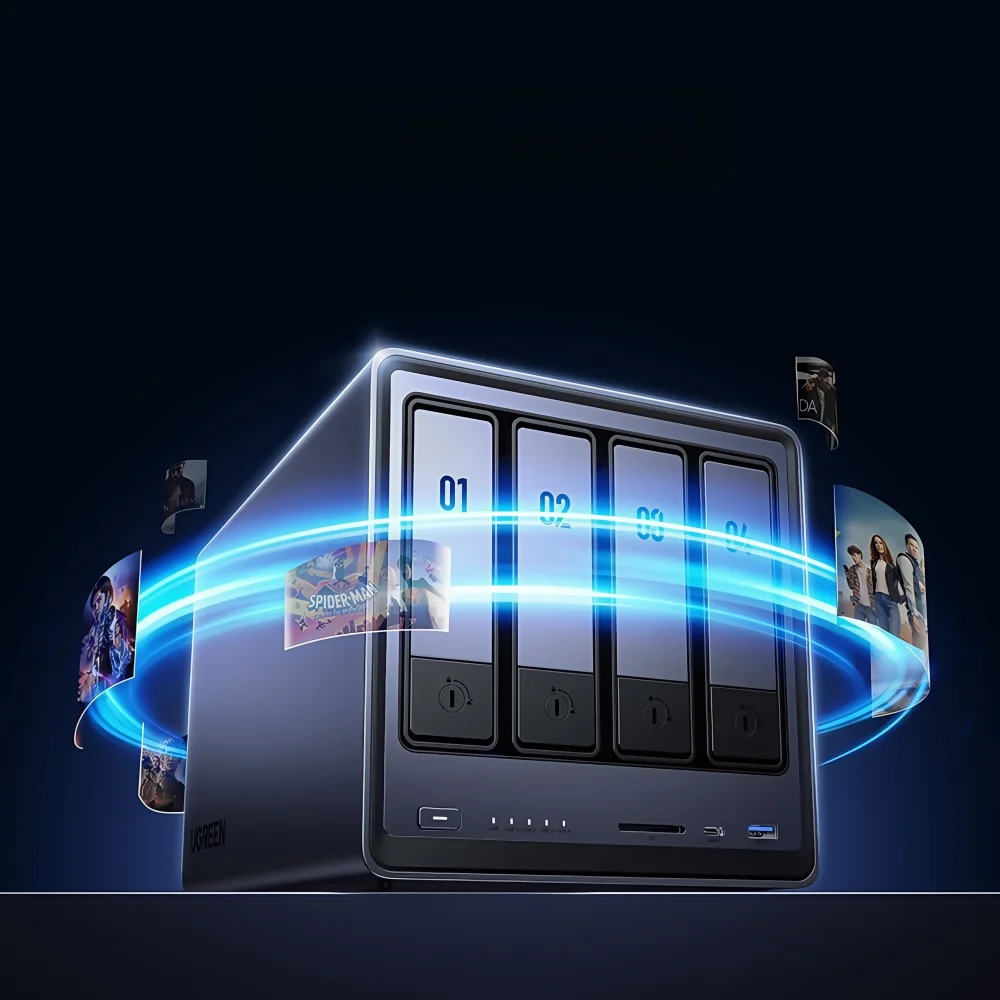 8505 Mini NAS 8GB DDR5 4 Bay 136TB SATA HDD M.2 NVMe SSD 10GbE Type C USB3.2 Network Storage Server