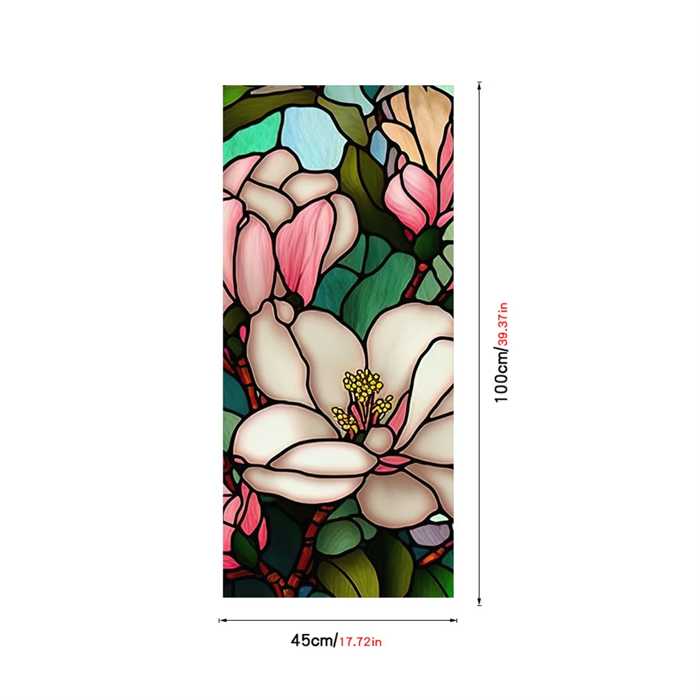 

Colorful Retro Floral Window Film Removable Uv Blocking Heat Insulation Non-adhesive Stained Glass Window Film