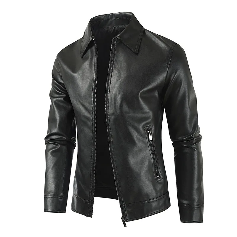 Autumn and Winter Men's Locomotive Leather Jacket, Motorcycle Racing Suit PU Imitation Jacket, Trendy Brand Jacket