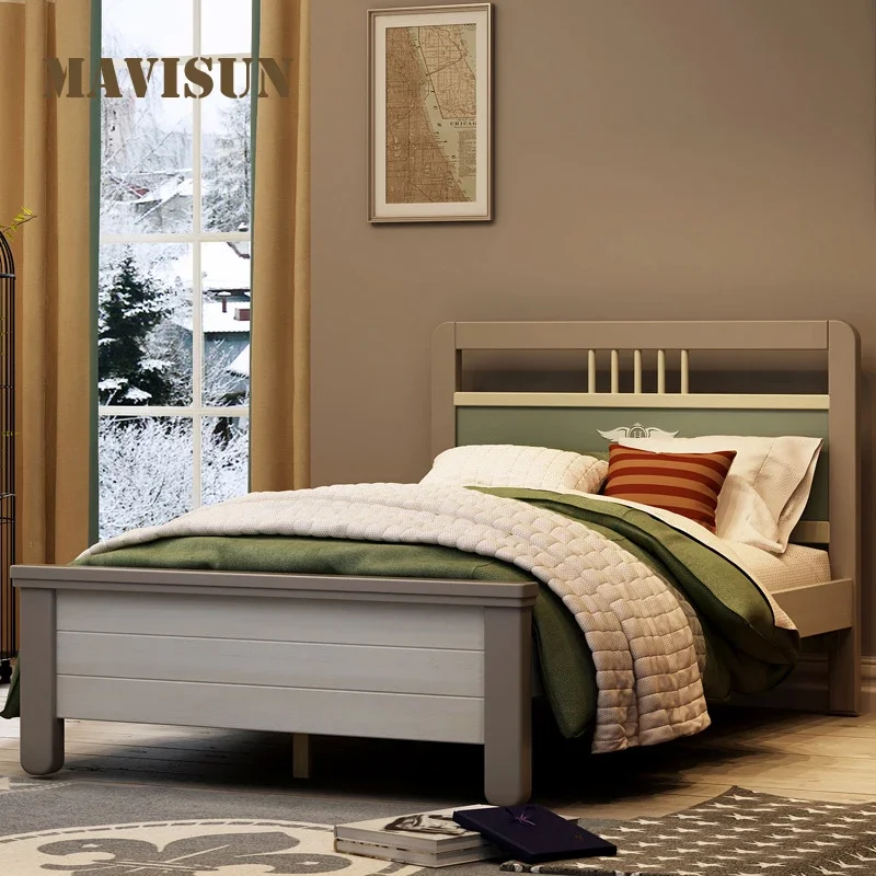 Small Apartment Hot Sale Nordic Wind Minimalist Household Solid Wood 1M bunk With Solid Wood Frame room Furniture Set