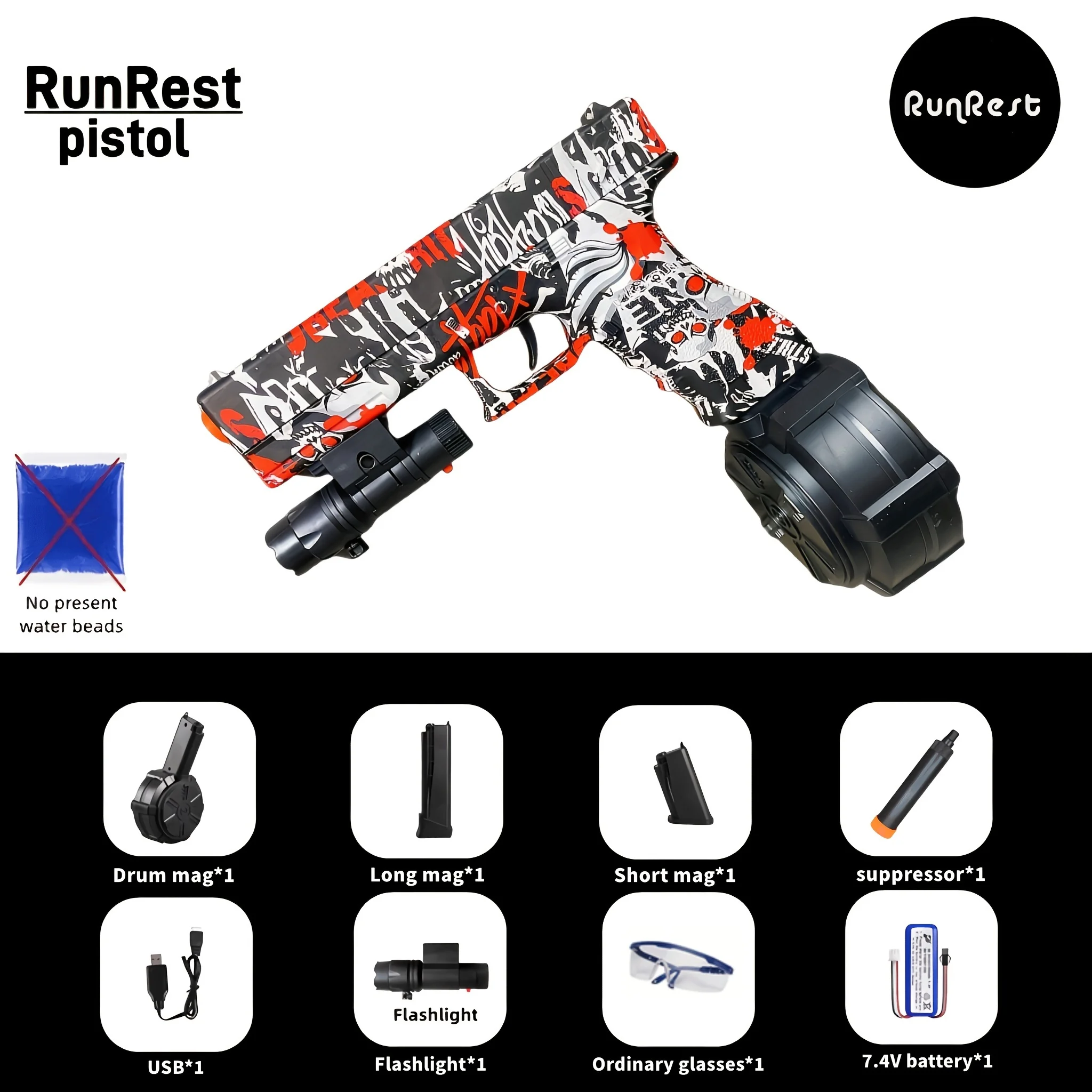 Blaster Gun， Electric ball blaster pistol, high-performance Orbeez gun cool toy gun, outdoor activity splash ball toy shooting g