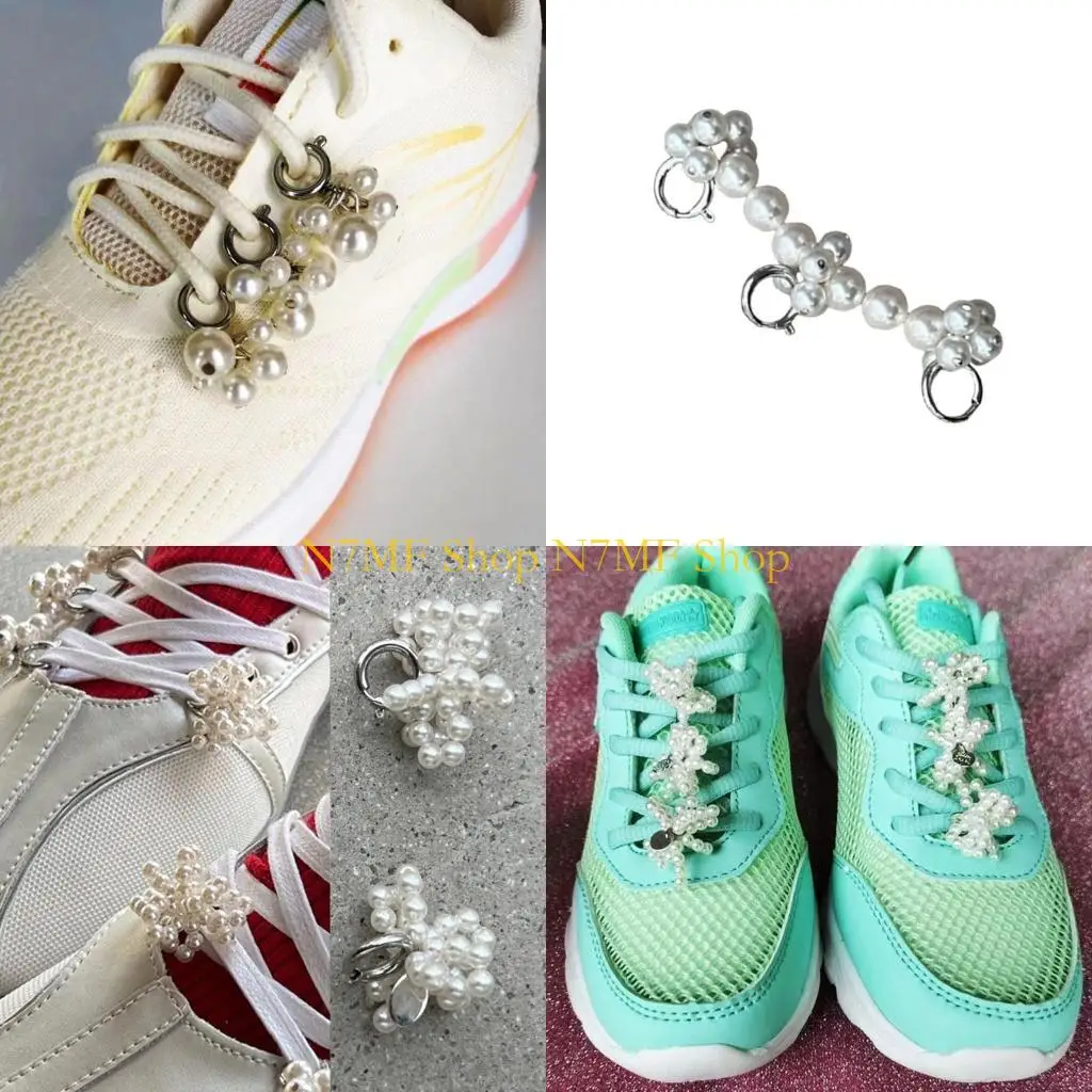 N7MF Multipurpose Pearls Shoe Embellishments Charm Pendant Add Elegant Designs to Any Pair of Shoes Decoration Daily Use