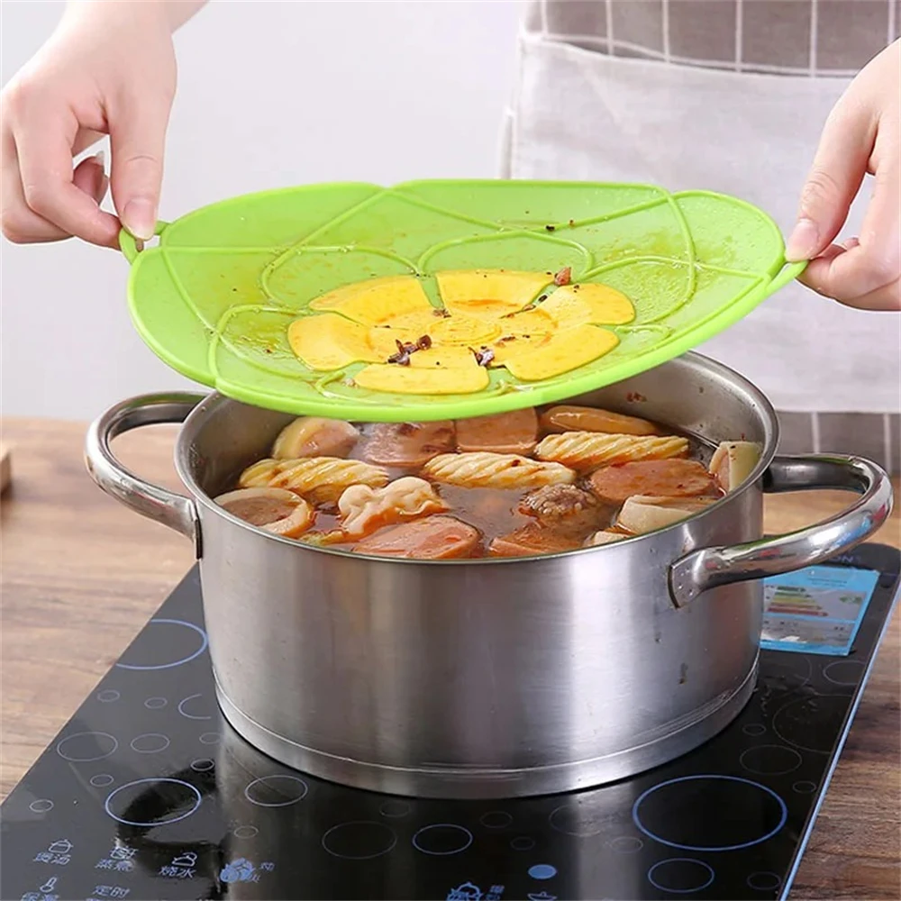 1PC, Multifunctional Spill Proof Pot Lid Silicone Flower Swivel With Anti Scald Grip Cooking Pot Lids Utensil Cooking Tools