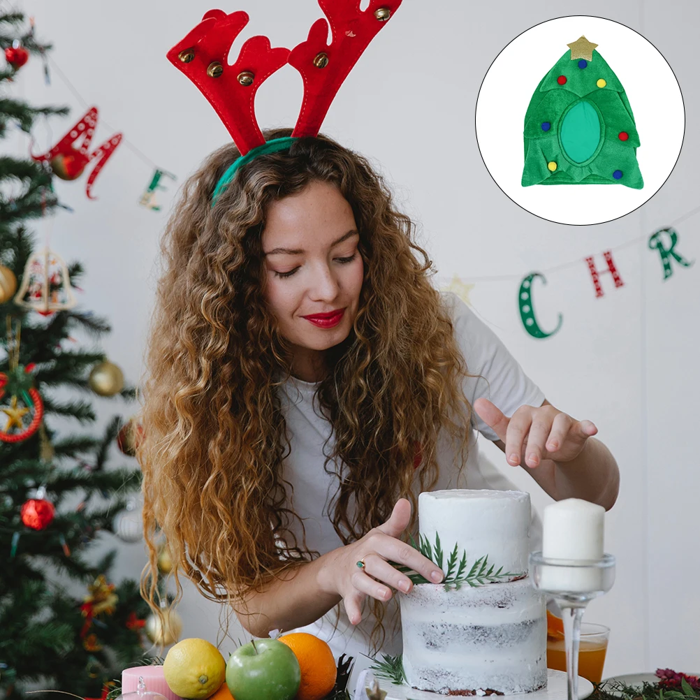 

1Pcs Full Face Christmas Tree Hat Decorative Festival Party Prop Unique Xmas Ornament Christmas Headdress Xmas Full Face Hat