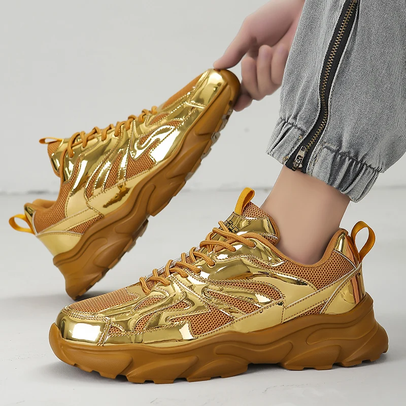 

Новые модные мужские золотисто-черные повседневные кроссовки для студентов, спортивные кроссовки для путешествий, вечерние прогулочные танцевальные туфли, дышащие