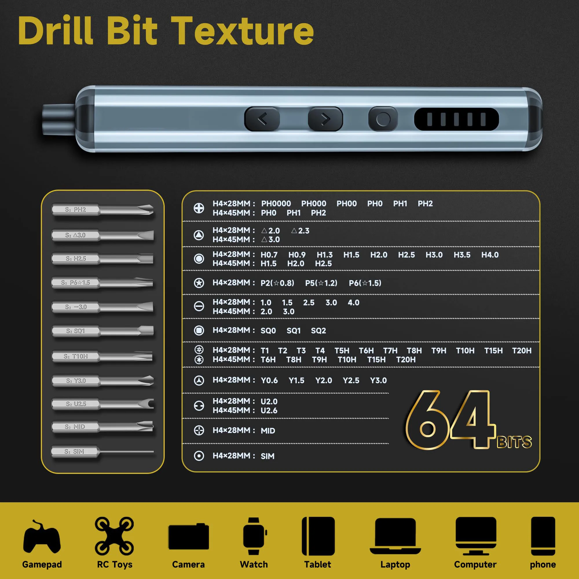 Mini Electric Screwdriver Set 68 in 1 with 64 Precision Magnetic Bits &5-speed torque Repair Power Tools for Phone Laptop Camera