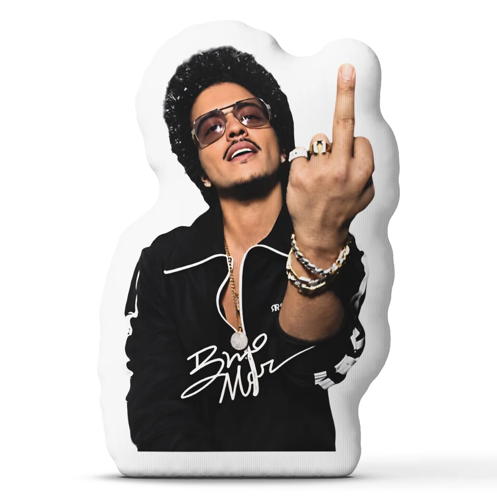 Bruno Mars Middle Finger Shaped Pillow Pop Star Fan Cushion Stuffed Throw Pillow Statement Home Decor Music Gift Living Room