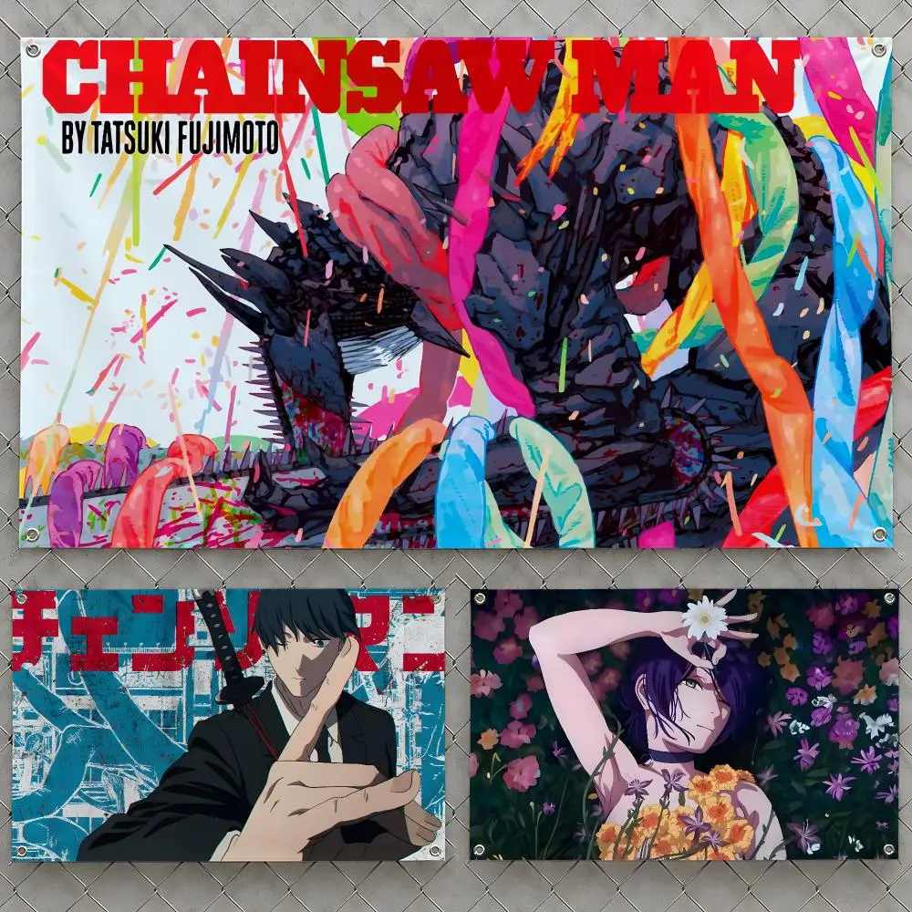 Anime Chainsaw Man Devil Hunters CSM Flags Wall Hanging Flag Banners For Birthday Parties Outdoor Bedroom Dorm Room Decor