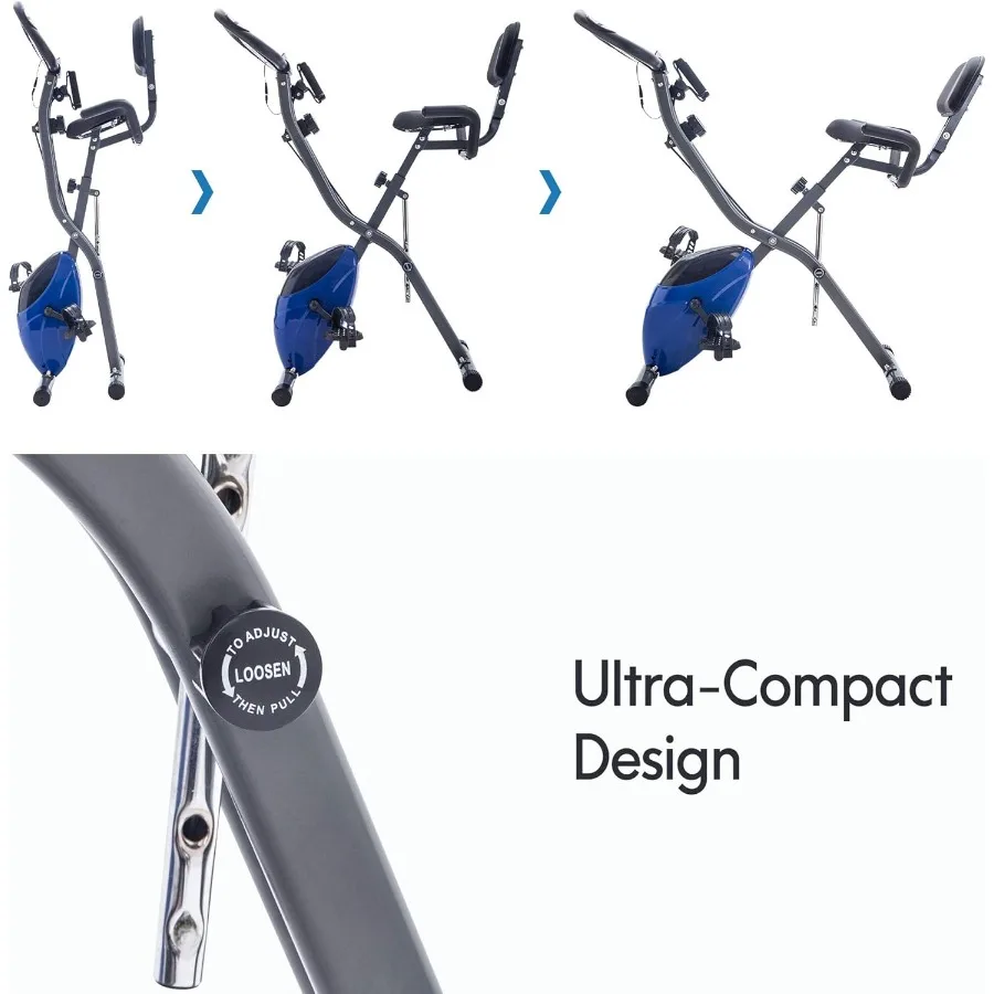 دراجة تمرين قابلة للطي لصالة الألعاب الرياضية المنزلية: دراجة ثابتة قابلة للطي للاستخدام الداخلي مع تصميم مستقيم 10 مستويات مقاومة قابلة للتعديل أ
