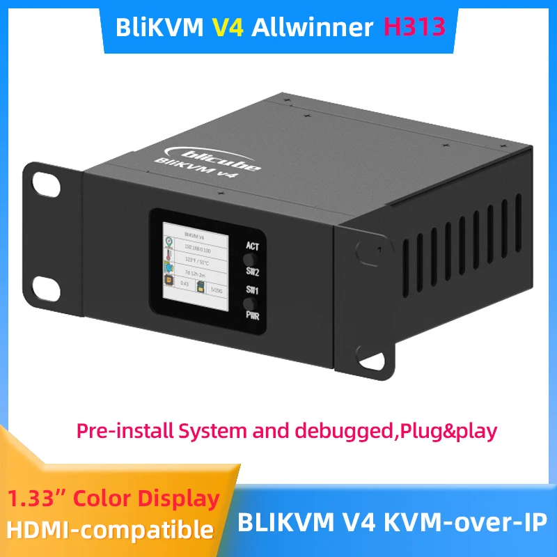 BliKVM V4 Allwinner H616 Soc KVM Over IP PoE HDMI-comaptible Video Loop poprzez PiKVM RTC Video Capture dla zdalnego serwera