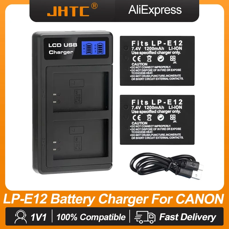 LP-E12 LPE12 Аккумулятор для Canon Rebel SL1 Kiss X7 EOS-M M2 M10 M50 100D 1200 мАч LP E12 Зарядное устройство