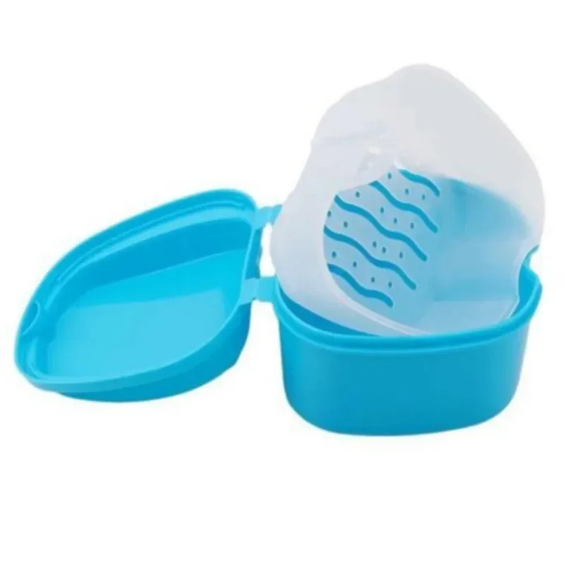 Caja de baño para cuidado de dentaduras postizas, contenedor de red colgante para limpieza de dientes postizos, 1 unidad