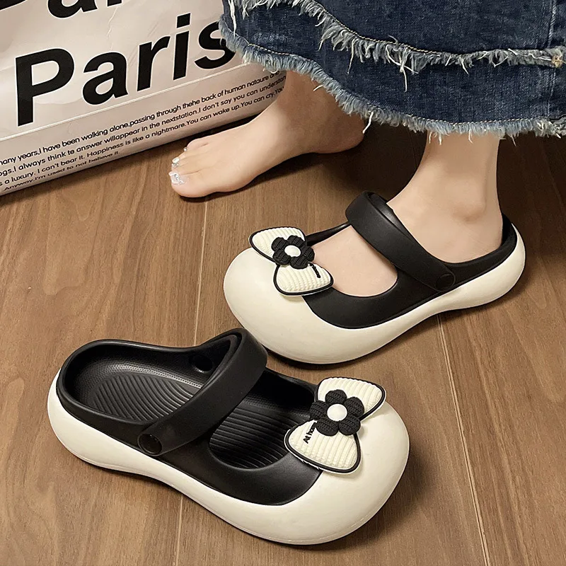 EVA Women's Slippers Cute Bow Accessories EVA Sandals Girl Beach Shoes Home Slippers Outdoor Personalized Sandals Women Slipper