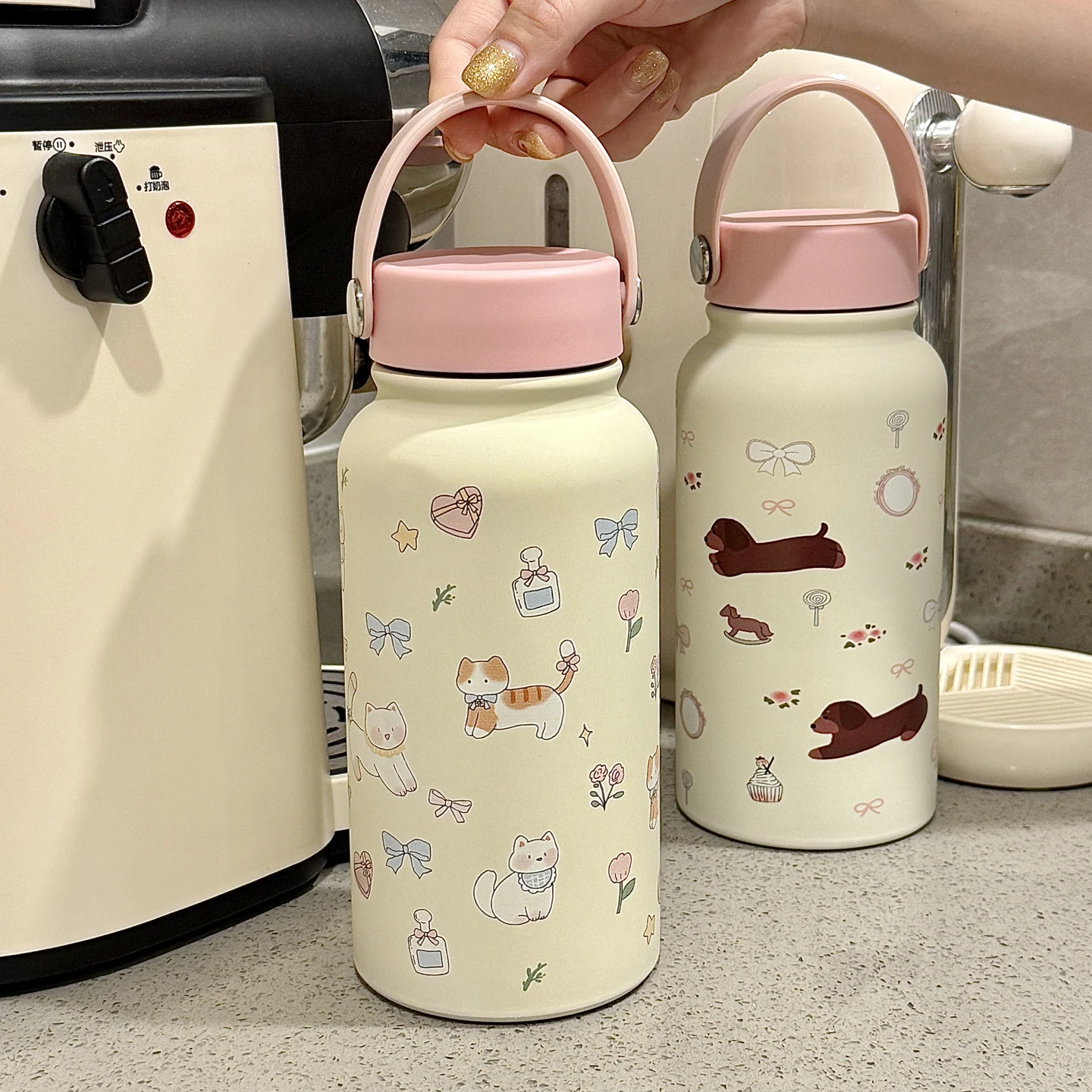 

Large Capaci 36 Stainl Steel Water Bottle Insulated Travel Cup Cute Cartoon Design for Students Portable Thermal Cup