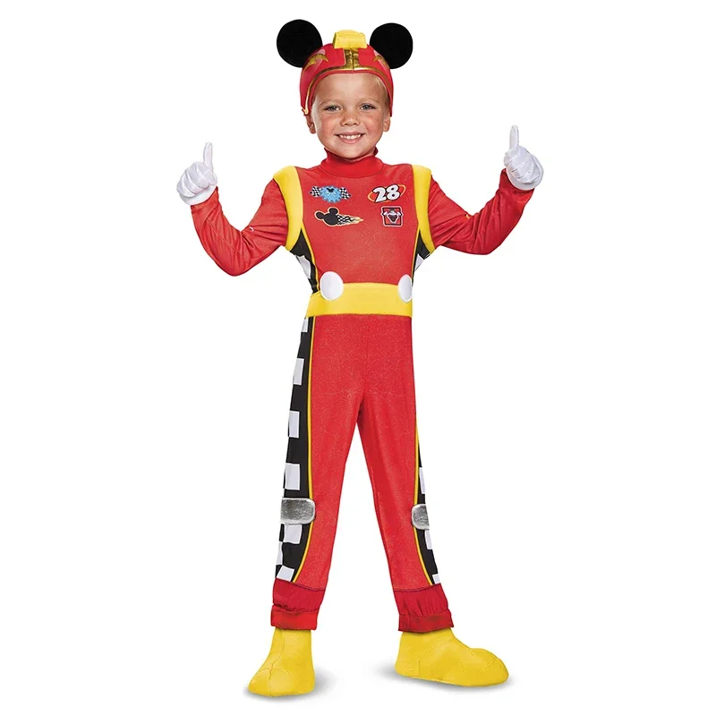 Cute Red Mouse Roadster Costume For Boys Racer Uniform Halloween Costume Kids Toddler Car Driver Outfit For Purim Carnival Party