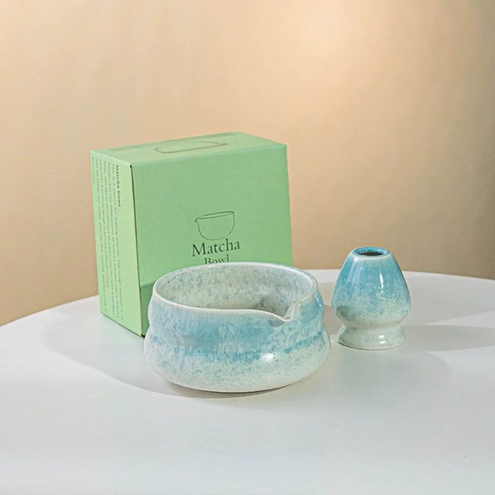 

Tea Whisk Set 2-piece Matcha Bowl Set Tea-Making Tools with Mouthpiece Ceramic Japanese Matcha Tea Set Tea Set Accessories