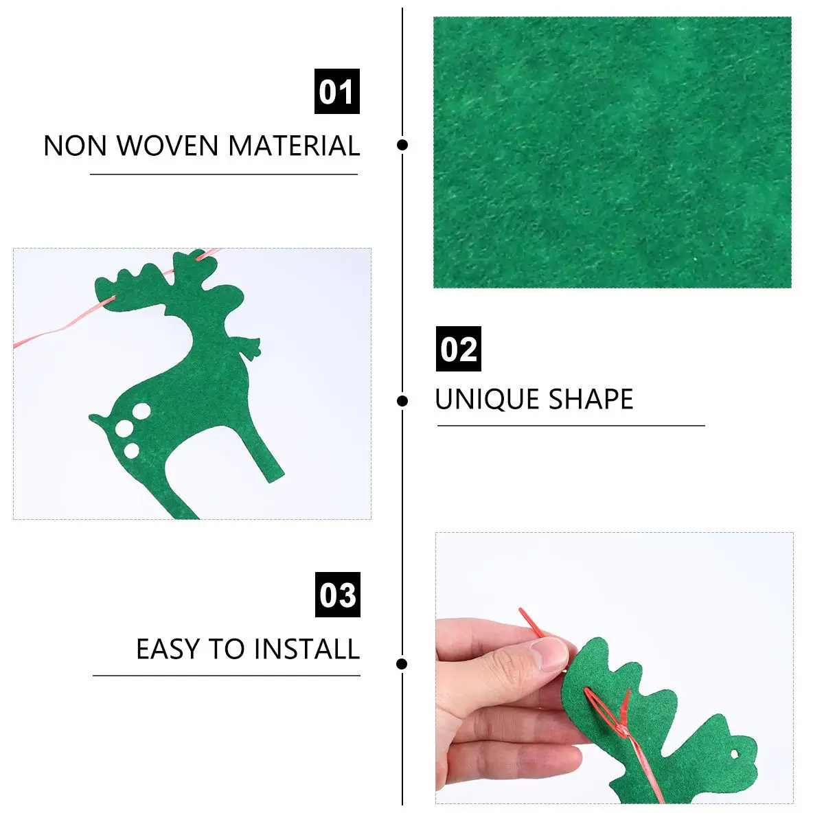 

2Pcs Christmas Party Banner Non Woven Cloth Deer Hanging Decoration Pennant Garland Festival Bunting Wall Ornament