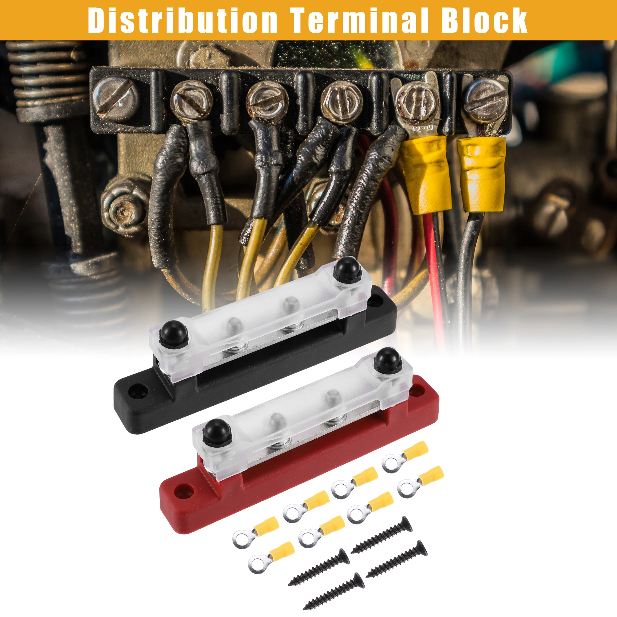 

UXCELL 1 комплект, 2-сторонняя клеммная шина, 150 А, проводной блок с пластиковой крышкой, черный, красный