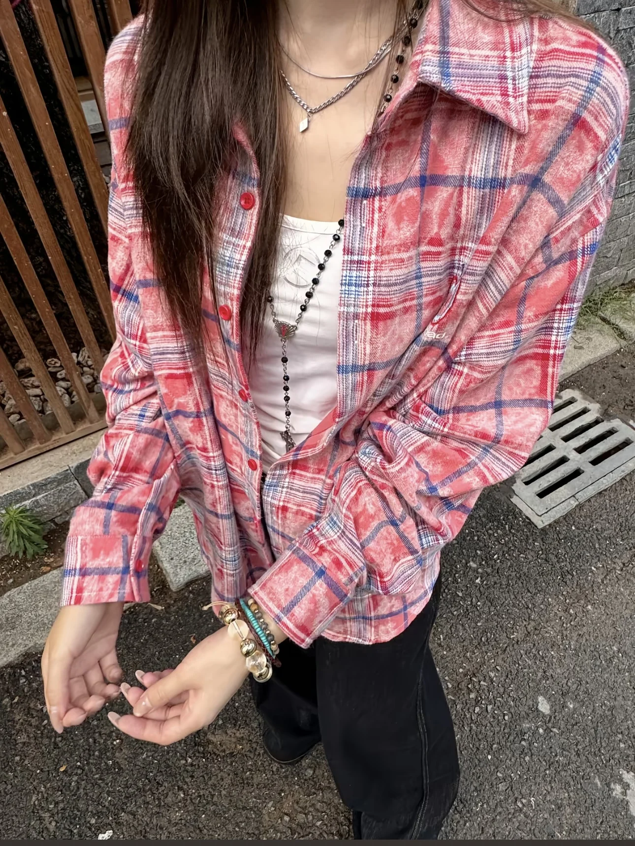 

American Sle Long Sve irt Embroidery Design Plaid Commuter Casual irt Men's Autumn Versatile Loose Fit Breathable Po...