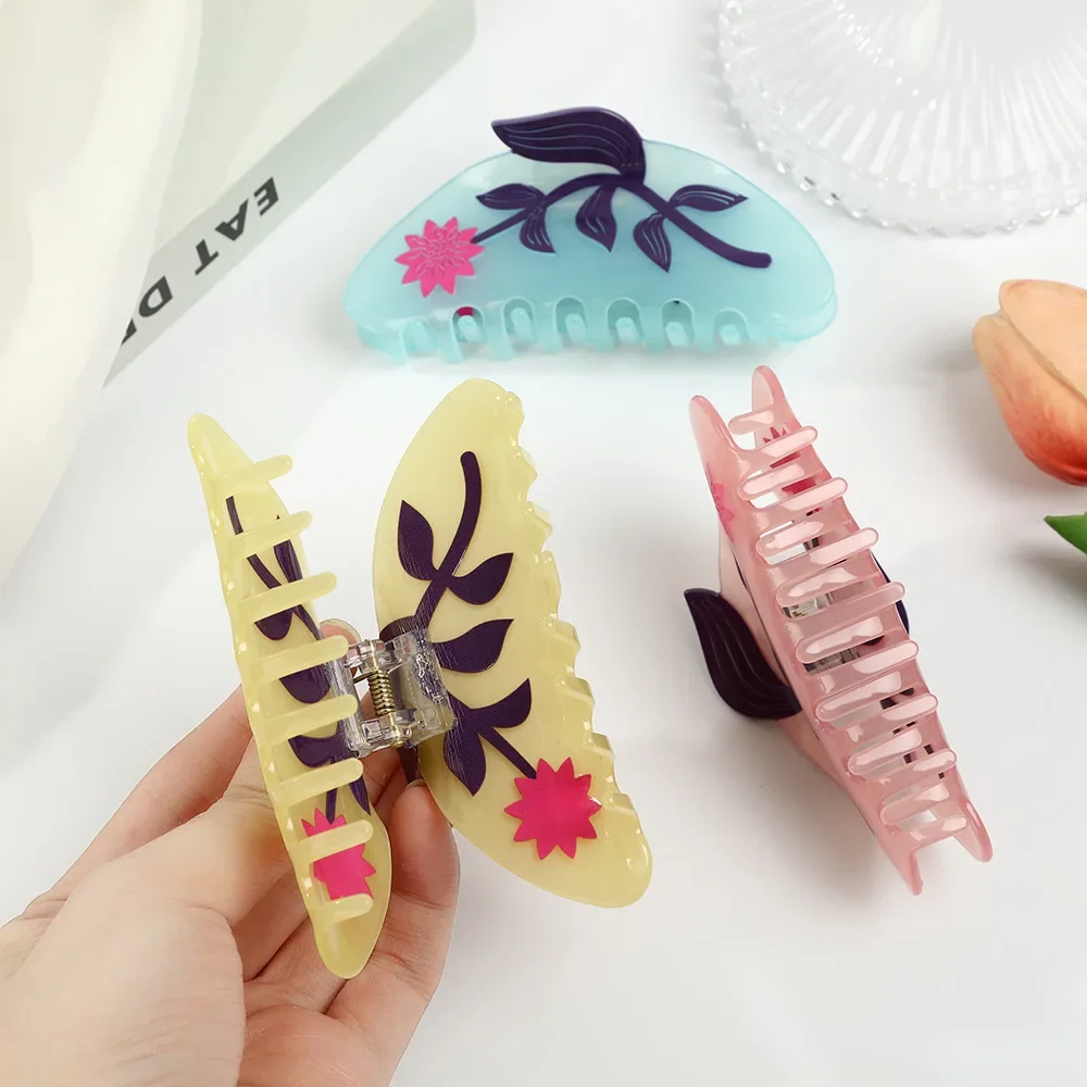 

NEW 10.4CM Large Flower Series Acetate Hair Claw Sweet Elegant Claw Clips Trendy Hair Clips for Women Girls INS Hair Accessories