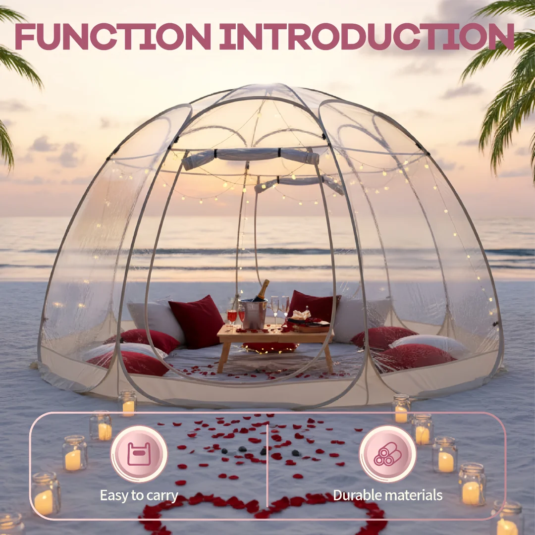 Transparent PVC Tent Pop Up Bubble Instant Mosquito for Romantic Beach Date Proposal Camping Party